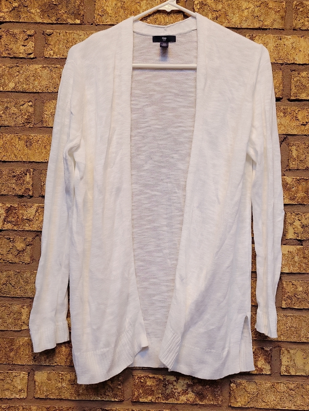 GAP Open-Front White Lightweight Knit Cardigan Size Medium Fall Minimalist